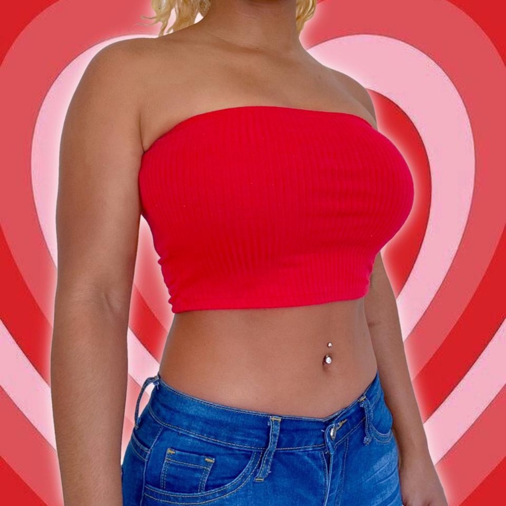 Red Hollister Cropped Tube Top